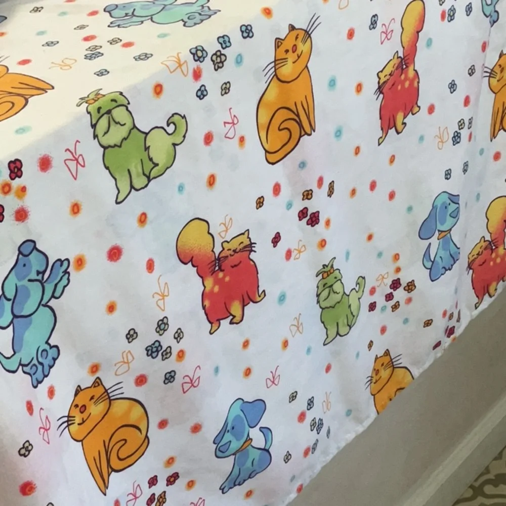 Cats and dogs shower curtain. Cotton poly blend.